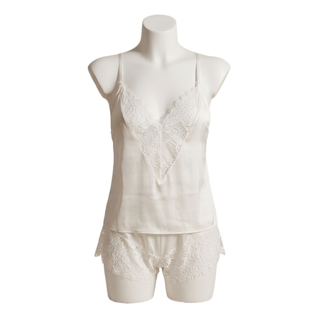 Lace Trim Cami - Completo pigiama da donna, realizzato in